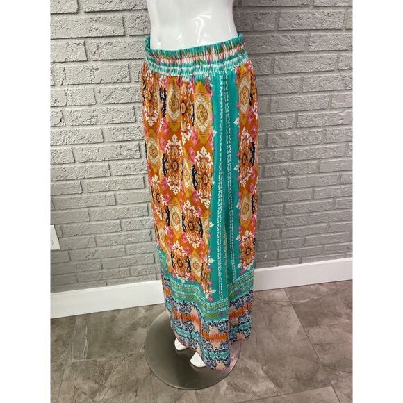 Anthropologie Tolani Multi Color Aztec Paint Silk Maxi Skirt Size M - Picture 7 of 10